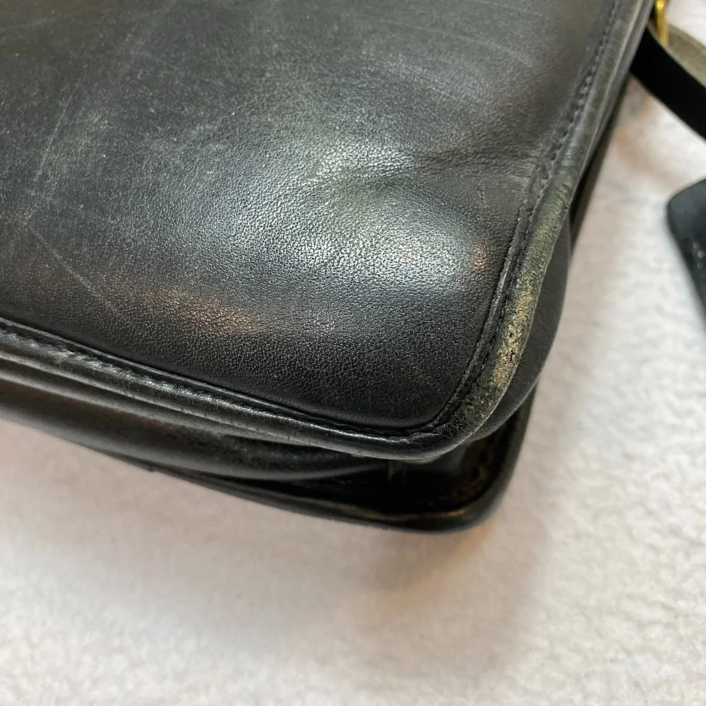 Jack Georges Briefcase Double Handle Black Leather Bag Work Laptop